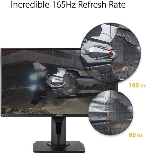 ASUS TUF Gaming VG259QR 24.5 inch IPS Gaming Monitor / 165Hz / 1ms / ELMB / G-sync compatible / DP v1.2 x1 + HDMI v1.4 x2 / Audio Out / Built-in-Speaker / Pivotable / Height Adjustable / VESA Mount Compatible 100x100mm (Warranty 3years with ASUS SG)