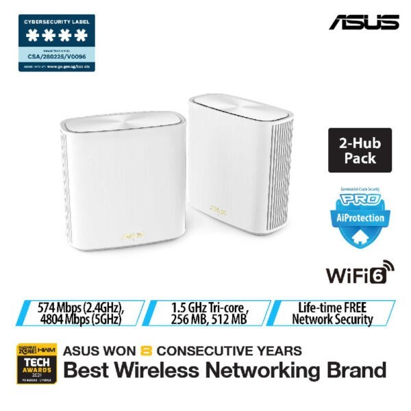 ASUS ZenWifi XD6 (2pcs pack / White) AX5400 Dual-Band Mesh WIFI 6 System (Warranty 3years with ASUS SG 66369163)