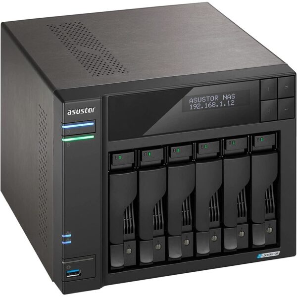 ASUSTOR Lockerstor 6 Gen2 NAS / 8GB DDR4, 2x 2.5GBE LAN, Intel Quad Core, 4xM.2 SSD, 2x USB3.2 Gen2 – AS6706T