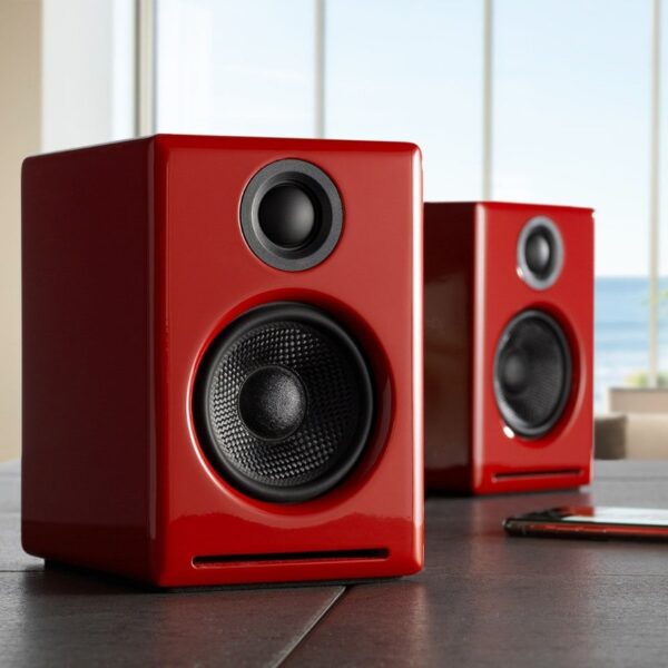 Audioengine A2+ Wireless (Hi-Gloss Red) 2.0 Bluetooth Speakers / Home Music System with Bluetooth aptX / support bluetooth, 3.5mm, USB connection – Hi-Gloss Red : A2+BT RED (Warranty 3years Whatsapp Eng Siang @ 8685 8087)