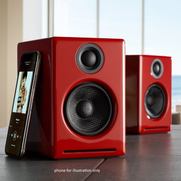 Audioengine A2+ Wireless (Hi-Gloss Red) 2.0 Bluetooth Speakers / Home Music System with Bluetooth aptX / support bluetooth, 3.5mm, USB connection – Hi-Gloss Red : A2+BT RED (Warranty 3years Whatsapp Eng Siang @ 8685 8087)
