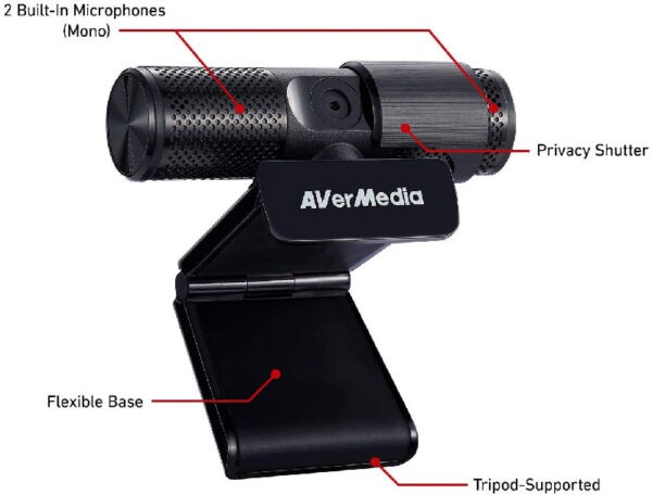 AVERMEDIA PW313 Live Streamer Cam 313 (Full HD 1080p / Built-in Dual Microphone / Privacy Shutter) Webcam (Warranty 1year with Local Distributor Avertek)