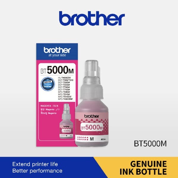 Brother BT5000M Magenta Original Bottle Ink for (T4000DW/T220/T420W/T510W/T520W/T710W/T720DW/T820DW/T825DW/T810DW/T910DW/T920DW/T925DW/T4500DW)