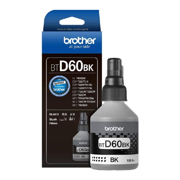 Brother BTD60BK Black Original Bottle Ink for (T4000DW/T220/T420W/T510W/T520W/T710W/T720DW/T820DW/T825DW/T810DW/T910DW/T920DW/T925DW/T4500DW)