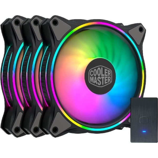 Cooler Master MasterFan MF120 Halo 3-in-1 pack (Black) 120mm Fan with Duo-Ring Addressable Gen 2 RGB Lighting – Black : MFL-B2DN-183PA-R1 (Warranty 2years with BanLeong)