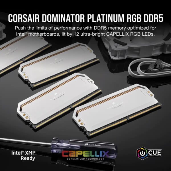 CORSAIR Dominator Platinum RGB DDR5 32GB – 2x16GB – DDR5 5600MHz CL36  RAM Kit – White : CMT32GX5M2B5600C36W