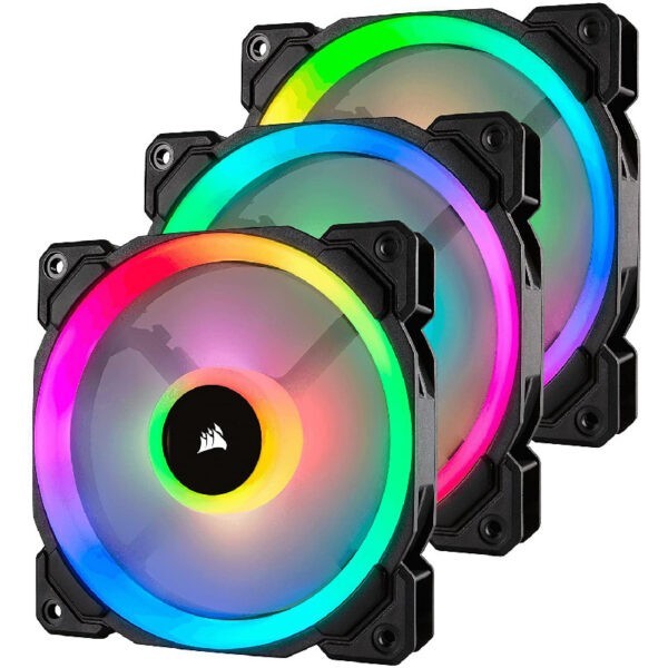 CORSAIR LL120 (Black) RGB Fan Pack / Dual Light Loop RGB LED PWM Fan (120mm Fans x3+Lighting Node PRO) – Black : CS-CO-9050072-WW (Local Warranty 2years with Convergent)