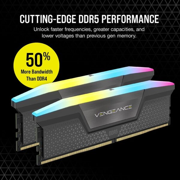 CORSAIR Vengeance RGB DDR5 32GB – 2x16GB – DDR5 5600MHz CL36 Gaming RAM Kit (AMD EXPO) – Black : CMH32GX5M2B5600Z36K