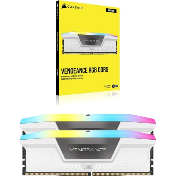 CORSAIR Vengeance RGB DDR5 32GB – 2x16GB – DDR5 6000MHz CL40 Gaming RAM Kit – White : CMH32GX5M2B6000C40W