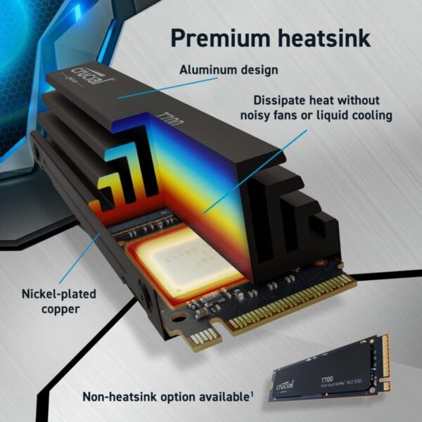 Crucial T700 2TB PCIe Gen5 NVME M.2 SSD – CT2000T700SSD3