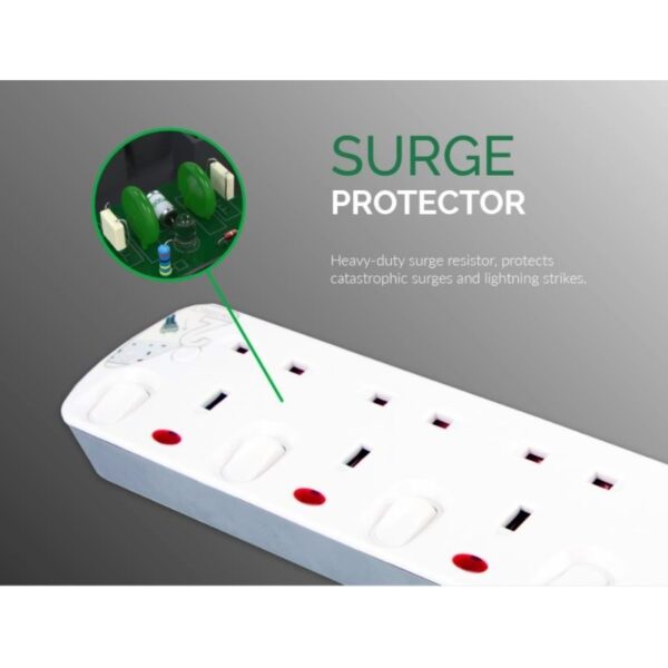 DAIYO DE295 2m / 5Way Elegant Socket Strip with Surge Protection (Warranty 6months)