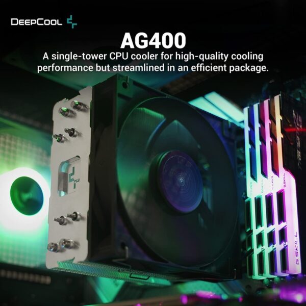 Deepcool AG400 / Gammaxx AG400 / 4 x 6mm Heatpipe Single-Tower CPU Cooler – R-AG400-BKNNMN-G-1 (Warranty 1year with TechDynamic)