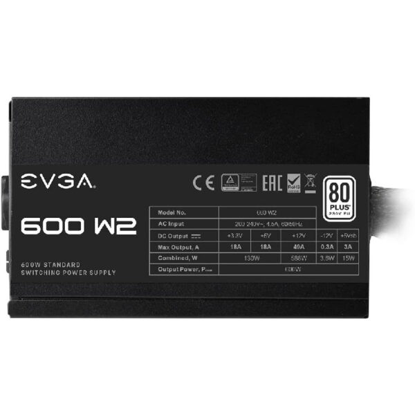 EVGA 600 W2 600W 80+White standard ATX Power Supply – 100-W2-0600-K3 (Warranty 3years with TechDynamic)