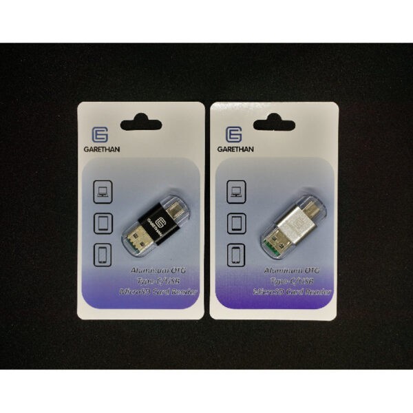 Garethan Type-C / Type-A MicroSD Card Reader – Black or Silver : GE-OTG-UC01 (Warranty 6months)