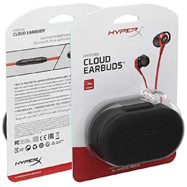 HyperX Cloud Earbuds (Red) / Gaming Headphones with Mic for Nintendo Switch and Mobile Gaming – Red : 4P5J5AA (Warranty 2years with HyperX 8008861063)
