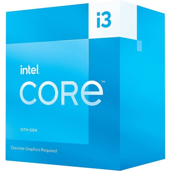 Intel Core i3-13100F LGA1700 Box Processor / 13Gen (P-Core 4, E-core 0, Thread 8, Cache 12MB, P-core Base Clock 3.4GHz, Max Turbo 4.5GHz, No Graphics embedded)