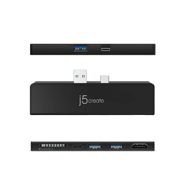 J5CREATE JCD324B Black UltraDrive MiniDock for Surface Pro 7 (4K HDMI + USB3.1 Gen2 Type-C x1 with PD60W, Type-A x2 + Card Reader) (Warranty 2years with DigitalHUB)
