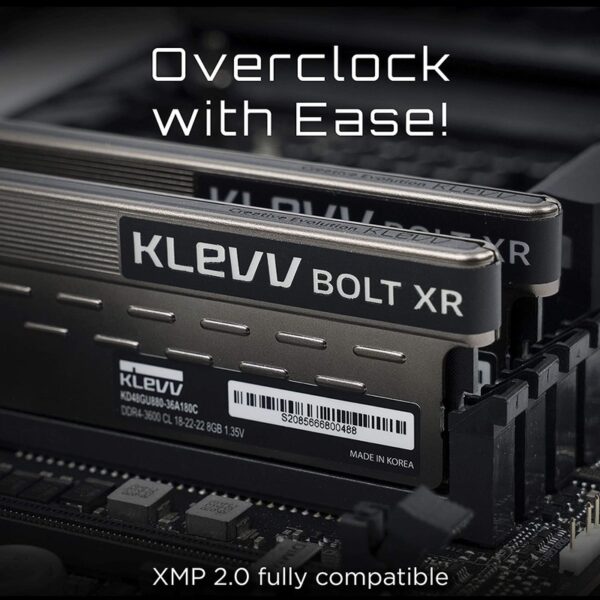 KLEVV Bolt XR 16GB – 2x8GB – DDR4 4000MHz CL19 Gaming RAM Kit – KD48GUA60-40B190C