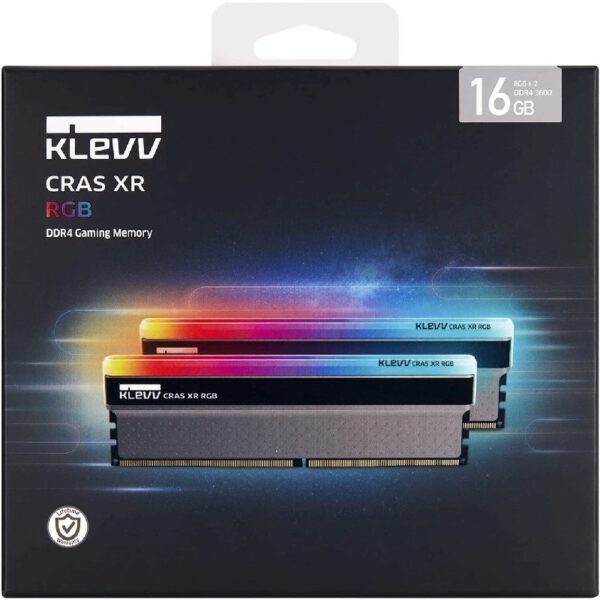 KLEVV CRAS XR RGB – 16GB – 2x8GB –  DDR4 3600MHz CL18 Gaming RAM Kit – KD48GU880-36A180Z