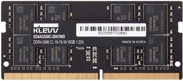 KLEVV 16GB DDR4 2666MHz CL19 Performance SODIMM Notebook RAM – KD4AGSA8M-26N190A