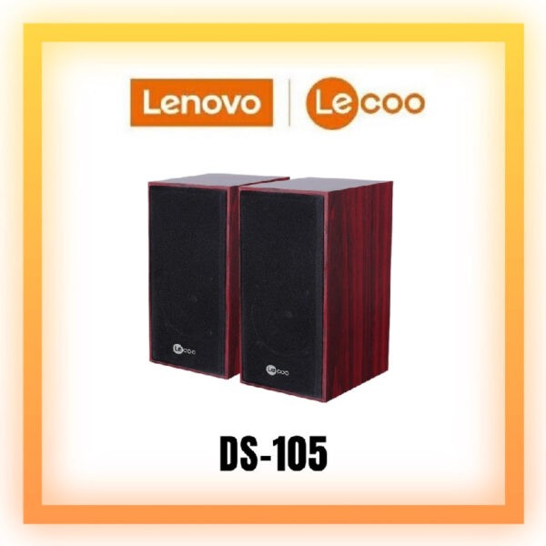 Lecoo (powered by Lenovo) DS105 Desktop Speaker / 2.0 / Red Wood Grain / USB Powered, 3.5mm audio jack / Output 5W (Warranty 6months)