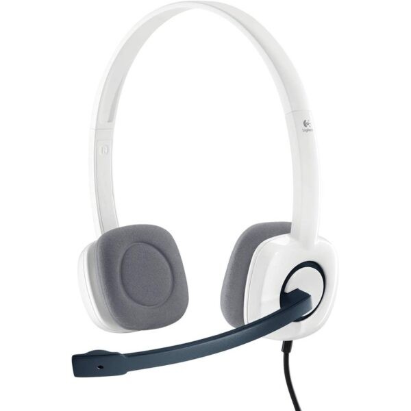 LOGITECH H150 STEREO HEADSET with 3.5mm Jacks (Headphone and Mic) and Noise Cancelling  – Cloud White : 981-000453 (Warranty 2YRS W/BANLEONG)