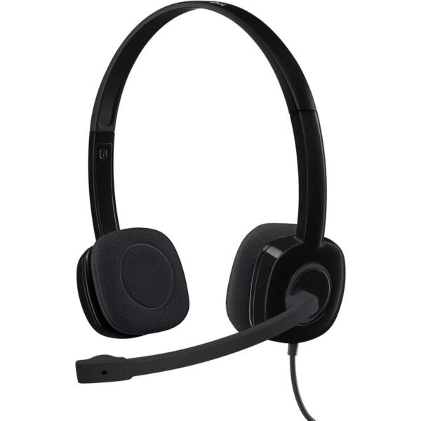 LOGITECH H151 STEREO HEADSET with 3.5mm Jack and Noise Cancelling Boom Mic – Black : 981-000587 (Warranty 1YR W/BANLEONG)