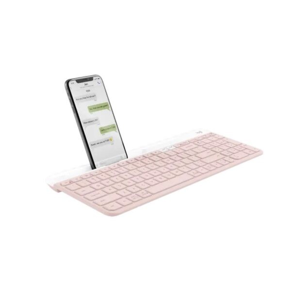 Logitech K580 Slim Multi-Device Modern Wireless Keyboard for Computers, Phones and Tablets (Unifying Wireless + Bluetooth) – Rose : 920-011329