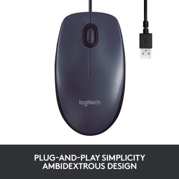 LOGITECH M100R USB WIRED MOUSE – Black : 910-005005 / 910-006765 (WRTY 3YRS W/BANLEONG)