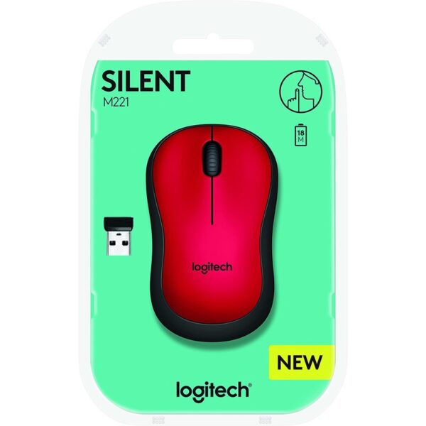 LOGITECH M221 SLIENT WIRELESS MOUSE – Red : 910-004884 (WRTY 3YRS W/BANLEONG)