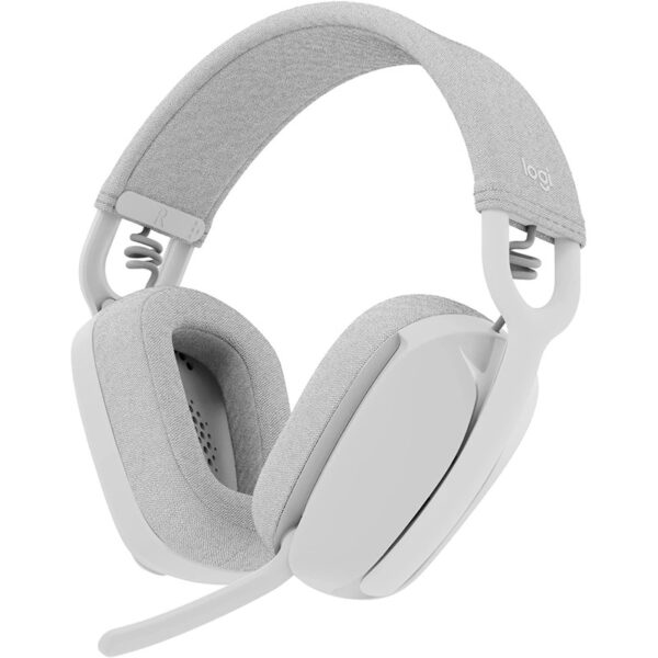 Logitech Zone Vibe 100 (Off White) Wireless Over-Ear Headphones with immersive audio and noise-cancelling mic / Bluetooth – Off-White : 981-001220 (Warranty 1year with BanLeong)