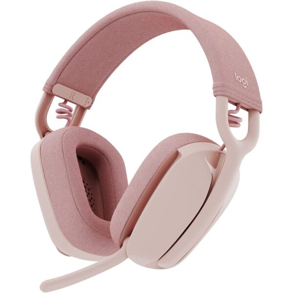 Logitech Zone Vibe 100 (Pink / Rose) Wireless Over-Ear Headphones with immersive audio and noise-cancelling mic / Bluetooth – Pink Rose : 981-001225 (Warranty 1year with BanLeong)