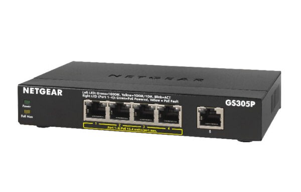 Netgear GS305P-100UKS 5Port POE Gigabit Ethernet Unmanaged Switch (Warranty Ltd Lifetime with Kaira)