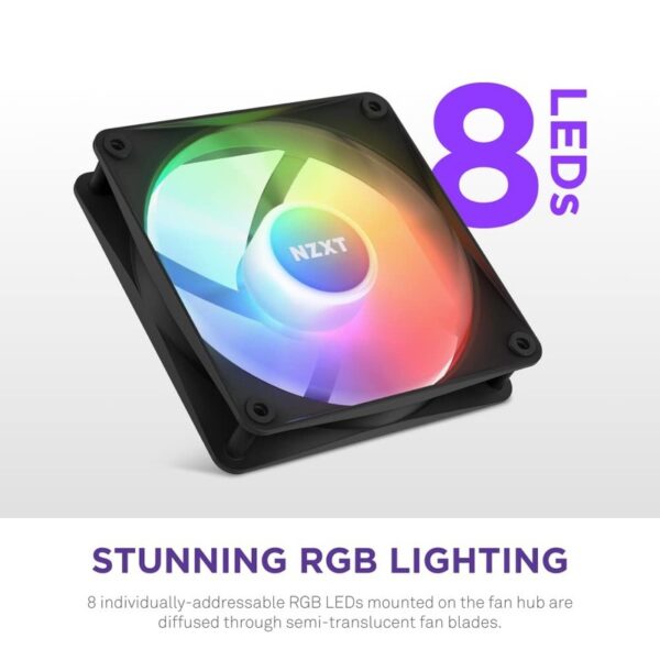 NZXT F120 RGB Core 120mm Dual-Sided RGB Fan – Black : RF-C12SF-B1