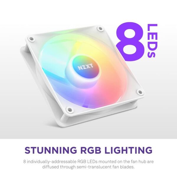 NZXT F120 RGB Core 120mm Dual-Sided RGB Fan – White : RF-C12SF-W1