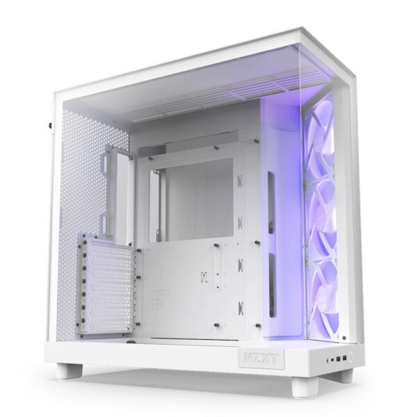 NZXT H6 Flow RGB (White) ATX Tower Chassis / with 3x F120 RGB Core fans – CC-H61FW-R1