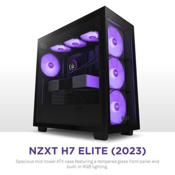 NZXT H7 Elite 2023 (Matte Black) Premium Mid-Tower Case / ATX Tower Chassis / F Series RGB 140mm Fans x3 – Matte Black : CM-H71EB-02