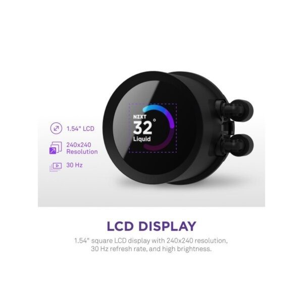 NZXT Kraken 360 (LCD) / 1.54 inch LCD non RGB fans – Black : RL-KN360-B1