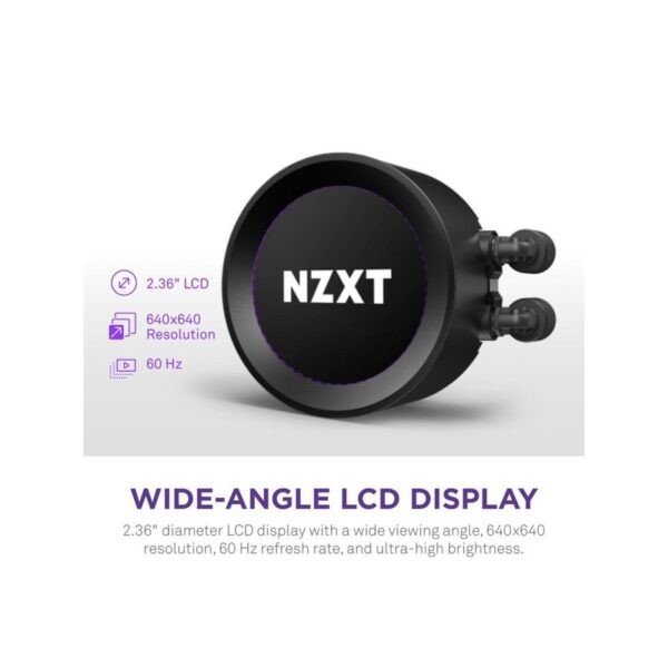 NZXT Kraken ELITE 240 RGB (LCD) / 2.4 inch high res LCD w/NZXT Core RGB Fans – Black : RL-KR24E-B1