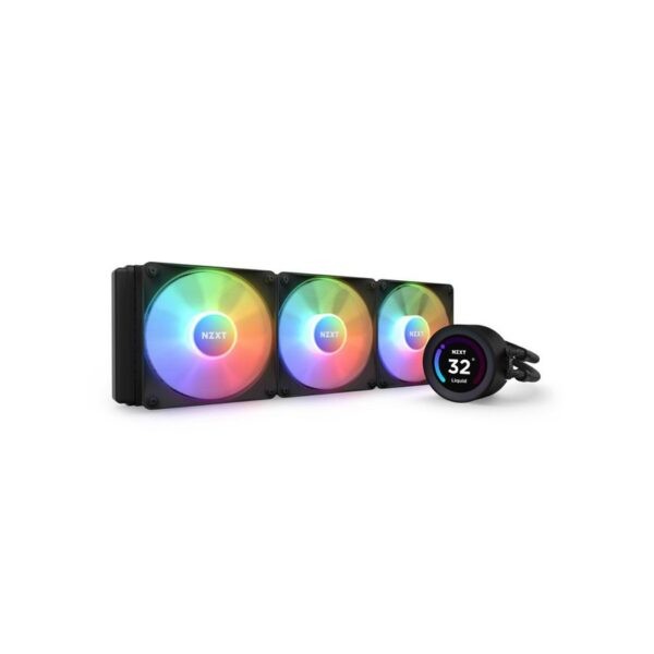 NZXT Kraken ELITE 360 RGB (LCD) / 2.4 inch high res LCD w/NZXT Core RGB Fans – Black : RL-KR36E-B1