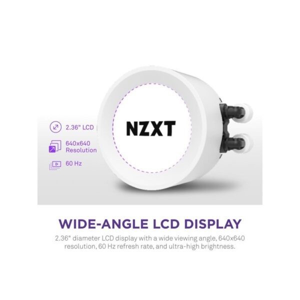 NZXT Kraken ELITE 360 RGB (LCD) / 2.4 inch high res LCD w/NZXT Core RGB Fans – White : RL-KR36E-W1