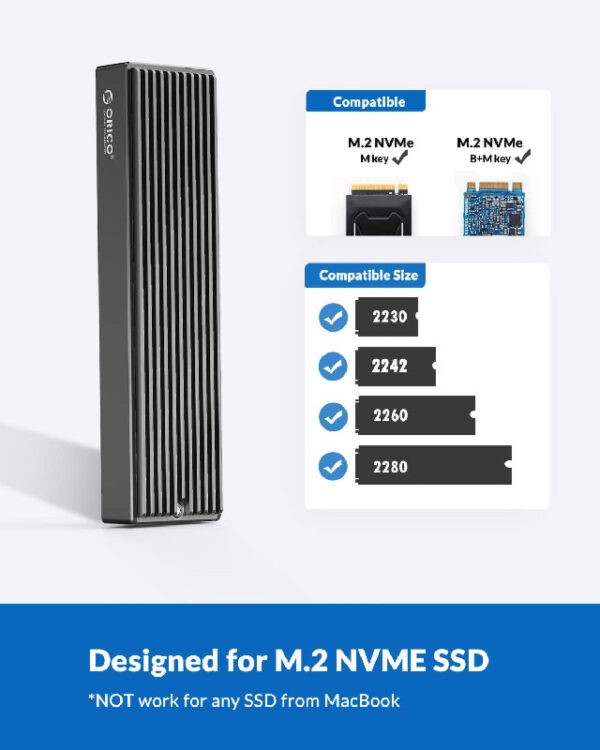 ORICO M2PV-C3 M.2 NVME SSD Enclosure (Type-C / UASP / Aluminium Alloy / RSS) (Warranty 6months)