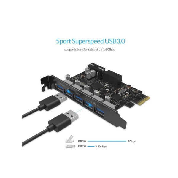 ORICO 5port USB3.0 PCI-Express x1 Card / PVU3-502i-V1 (Warranty 1year)