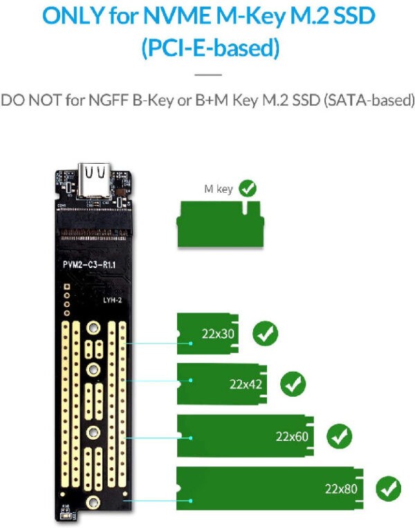 ORICO TCM2-C3 USB Type-C NVME M.2 SSD Enclosure / Blue : TCM2-C3-BL-BP (Warranty 6months)