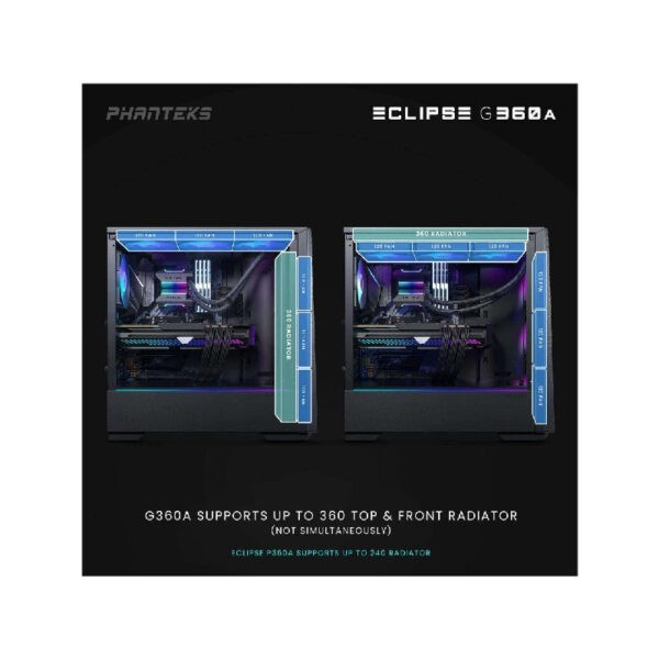 Phanteks Eclipse G360A Air Tempered Glasss ATX Tower Chassis / Satin Black / DRGB – Satin Black : PH-EC360ATG_DBK02