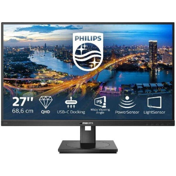 Philips 276B1 27 inch QHD IPS Monitor with Type-C Dock / 2560×1440 / 75Hz / DP x1 + HDMI x2 + USB-C PD 90W / Audio Out / Built-in-Speaker / VESA Mount 100x100mm (Warranty 3years on-site with Philips SG)