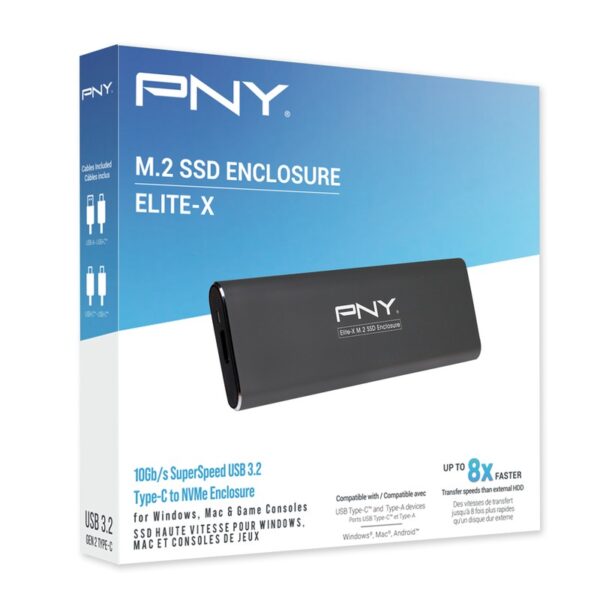 PNY Elite-X NVME M.2 Enclosure / USB3.2 Gen2 Type-C + USB3.0 Type-A – PSD0CS2040-RB (Warranty 1year)