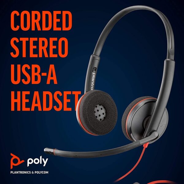 Poly / Plantronics Blackwire C3220 USB-A Headset / Headphone –  Retail pack 2-221455-099