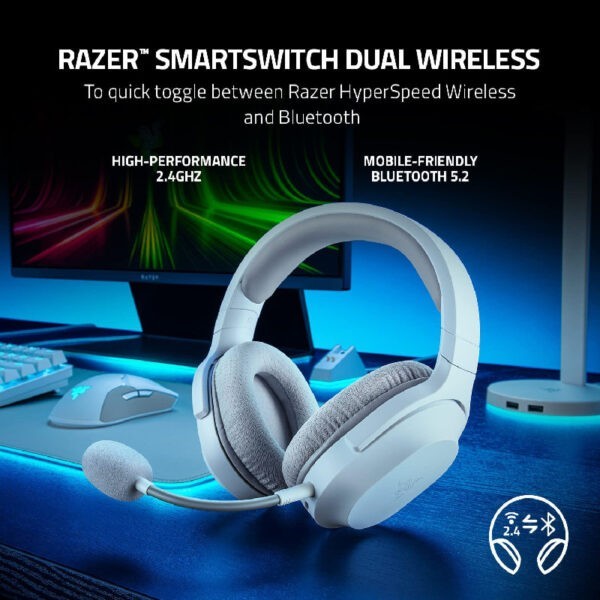Razer Barracuda X (2022) – Wireless Multi-Platform Gaming and Mobile Headset / Bluetooth – Mercury White : RZ04-04430200-R3M1