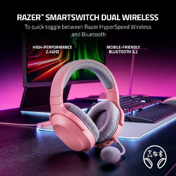 Razer Barracuda X (2022) Quartz Pink – Wireless Multi-Platform Gaming and Mobile Headset / Bluetooth – Quartz Pink : RZ04-04430300-R3M1 (Warranty 2years with BanLeong)